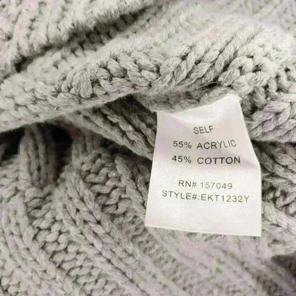 Fanco Knit Scalloped Hem Pullover Grey L - Picture 8 of 8